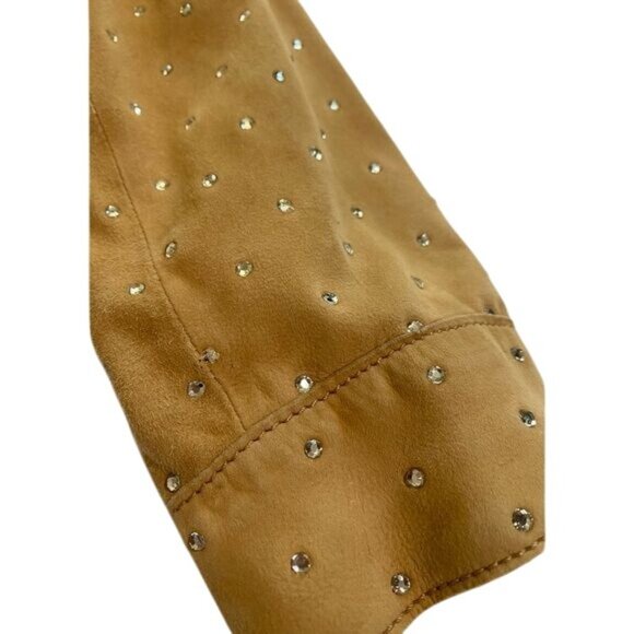 Vintage Dolce & Gabbana Swarovski-Studded Suede Jacket in Tan - Picture 10 of 16